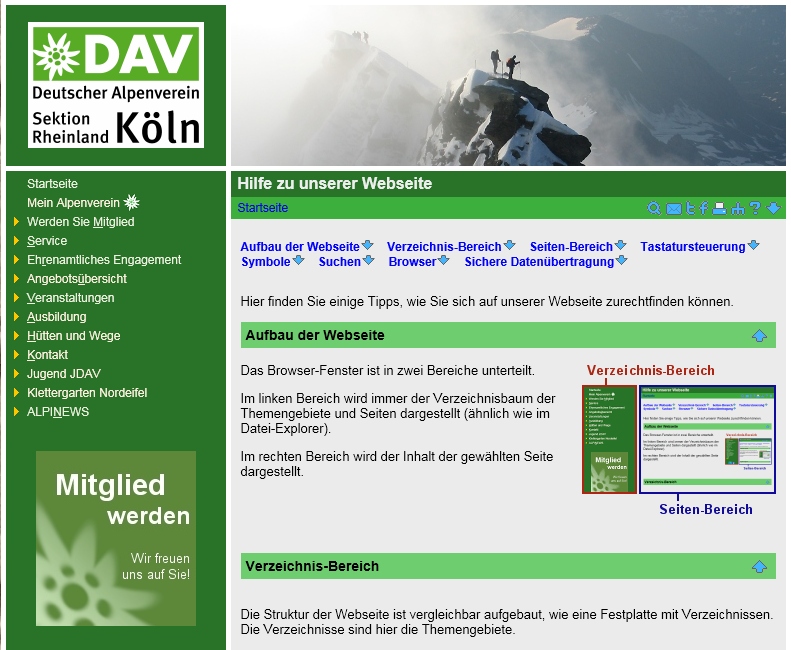 Webseite &copy; Deutscher Alpenverein Sektion Rheinland-K�ln