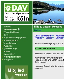 Webseite, 707x379, 80 kB, &copy; Deutscher Alpenverein - Sektion Rheinland-K�ln - K�lner Alpenverein