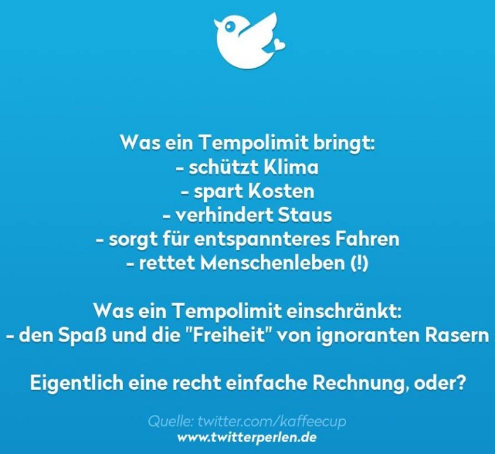 Twitterperlen: Was ein Tempolimit bringt