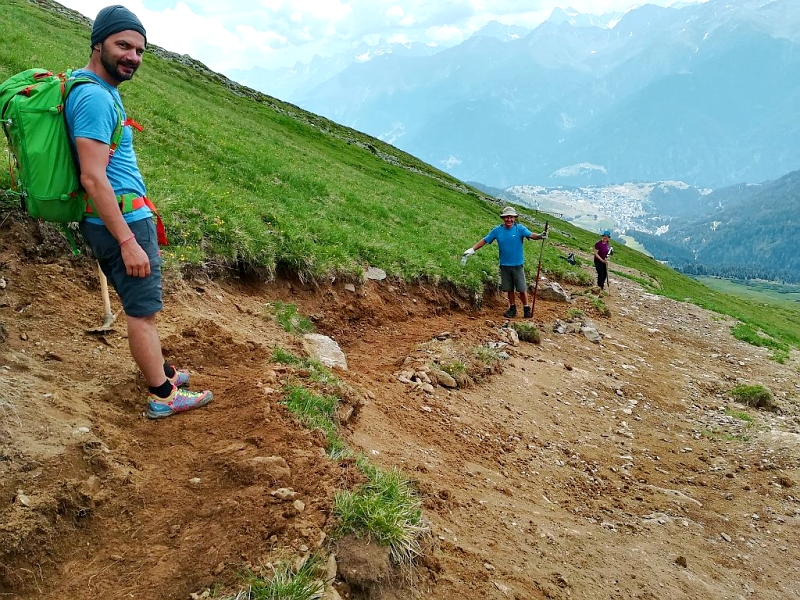 Wegebau am Aufstieg zum Brunnenjoch