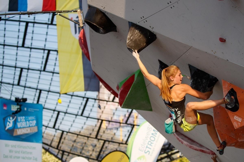 Hannah Meul bei der Qualifikation in Mnchen 2018. Foto: DAV/Marco Kost