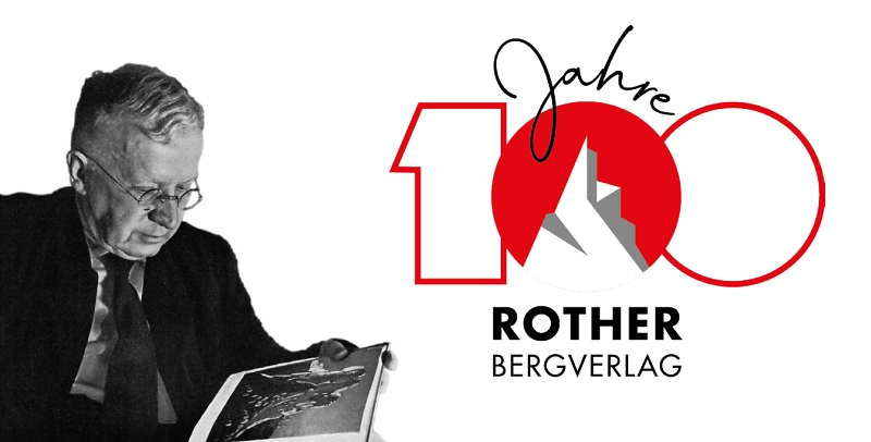 Verlagsgr%C3%BCnder Rudolf Rother sen. mit dem Jubil%C3%A4umslogo