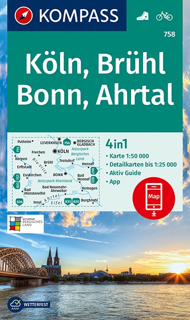 KOMPASS-Wanderkarte K%EF%BF%BDln, Br%EF%BF%BDhl, Bonn, Ahrtal