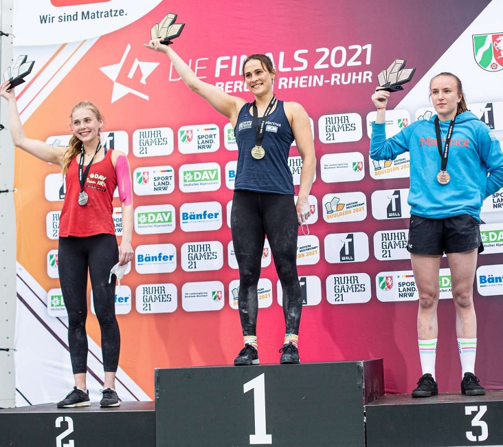 DM Bouldern - Podium der Damen - Foto DAV/Nicolas Altmaier