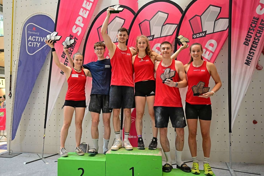 Nele Thomas, Aodhan Umlauf, Linus Bader, Franziska Ritter, Leander Carmanns, Julia Koch / Foto: DAV/Witters Witters