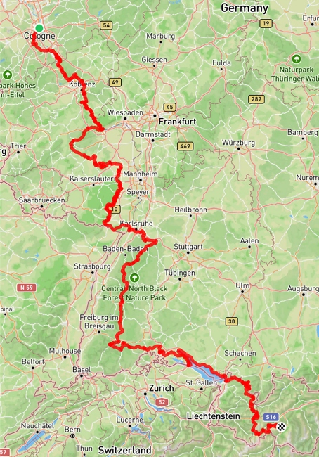 Verlauf der Staffelwanderung vom K%C3%B6lner Dom zum K%C3%B6lner Haus