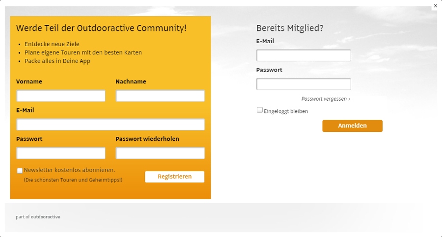 Anmelden / Registieren