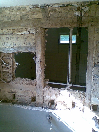 30.07.2010: Durchbruch vom Kaminzimmer zu den alten Au%EF%BF%BD%EF%BF%BDen-WC
